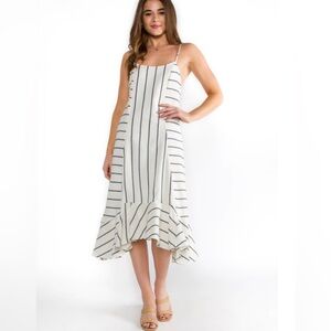 Ellison Women’s Boutique Hi Lo Tank Dress Sz Large Striped Ruffle Hem NWT